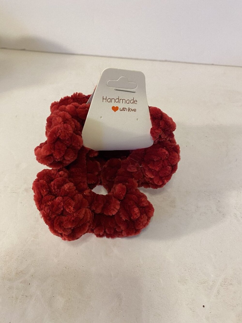 Set of two handmade crochet hair scrunchies Red